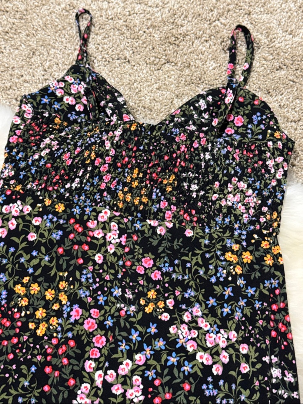 No Boundaries Women’s Muti Color Floral Spaghetti Strap Maxi Black Dress Size S - Picture 7 of 7